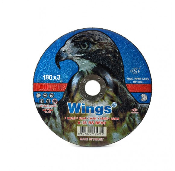 صفحه سنگ برش آهن 180x3 وینگز  Wings A 36 RS BF80  180x3